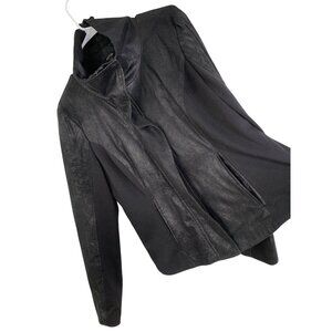 APT. 9 Womens Black Shimmer Biker Jacket Large Microfiber Light Weight REE10501